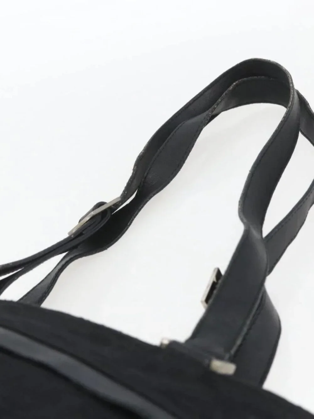 Salvatore Ferragamo Tote Bag Nylon Black Silver Auth SW2049